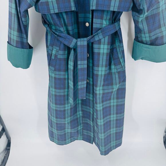 Vintage Cambridge Plaid Trench Coat Size 8 | Ralph Lauren Classic Vibes Preppy - Picture 4 of 13